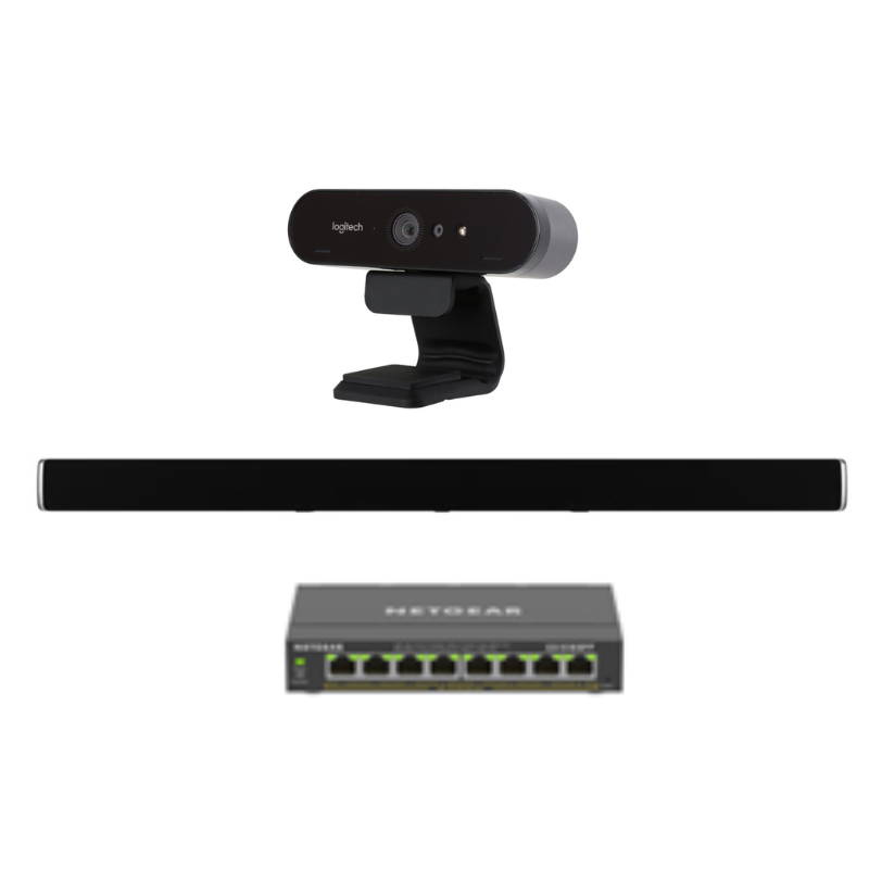 Bộ thiết bị hội nghị LogiSmall1 (Logitech Brio 4K + Shure Stem Wall + Switch POE)
